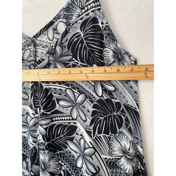 Makai Beach Hawaii Sharkbite Dress Womens XL Black White Tropical Rayon V-Neck - Picture 4 of 8